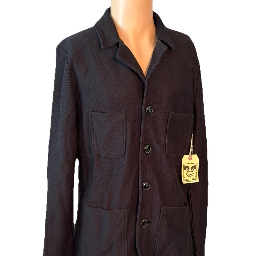 Obey Propaganda‎ Men's Jacket Medium Black Button Up 4 Pockets Sample Jacket NWT
